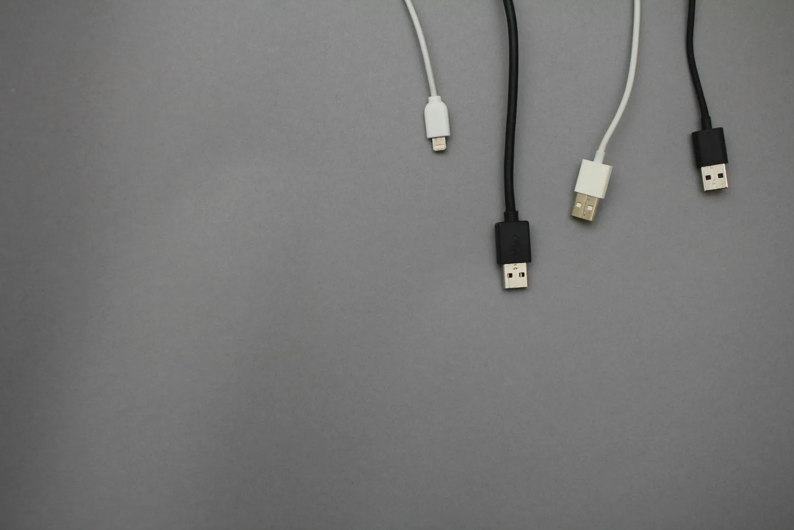 An array of USB-C and other connector cables.